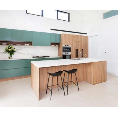 China Eco Friendly Australian Green Style Timber Modular Kitchen Island Cabinets for sale