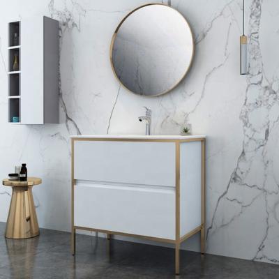 China Environmental Friendly Bathroom Designs Floor Mounted Mirror Cabinet Bathroom Vanity for sale