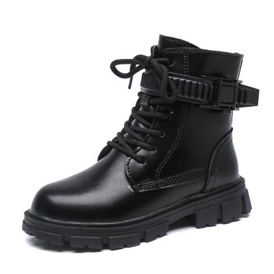 中国 Autumn new children's style British leather boots Anti-slippery plus cashmere winter leather boots 販売のため