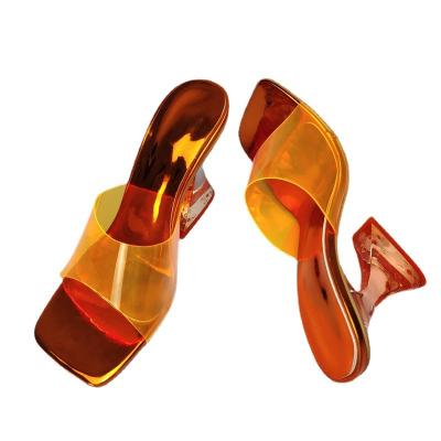 China CUSHIONING fashion colorful crystal and transparent ladies flat sandals heeled sandals and PVC colorful flat sandals Te koop