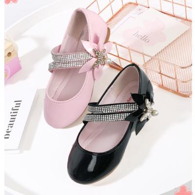 중국 Fashion Trend Kids Black Casual Shoes Crystal Princess Single Shoes Plastic Shoes Small MOQ 1 Pair Sandals Girls PU Outdoor and Heeled Back Strap 판매용