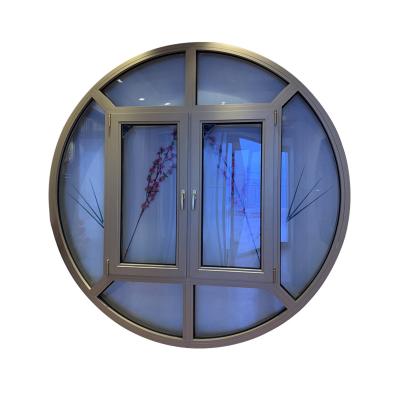 China Magnetic Screen Window Frame Fixed Top Round Center Circle Shaped Aluminum Arch Windows for sale