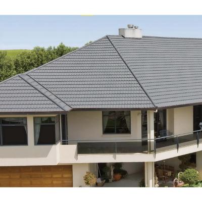 China Wateproof Roofing Tile 0.45mm Sheet Steel Economic Metal Bonding Stone Coated Roofing For Building Material for sale