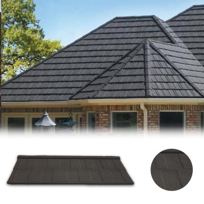 China Factory Price Fireproof Sand Coated Flat Metal Shingles Roof Tiles for sale