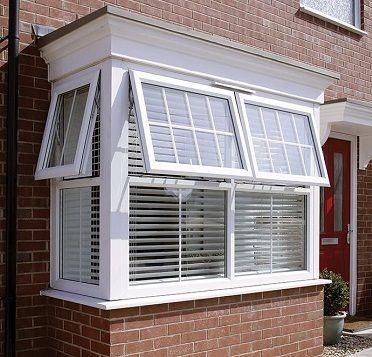 China American magnetic screen style high security profile casement upvc window with PVC canopy for sale