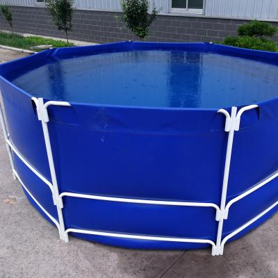 China Got install video PVC tarpaulin Customized different shape  PVC Fish Pond Fish farming tank fish tank  with steel frame 1000L - 1000,000L à venda