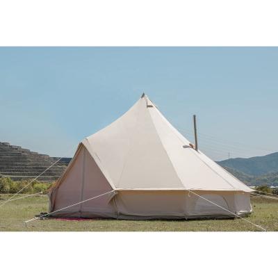 China Extended Type Custom 4-10 People Breathable 100% Cotton Canvas Bell Tent Waterproof Large Tents With Stove Hole Family Yurt Camping Tent for sale