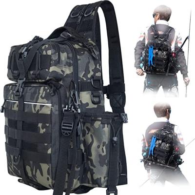 China Multifunctional Aim Fishing Tackle Bag Fishing Backpack with Rod Holder Fishing Gear Bag for sale