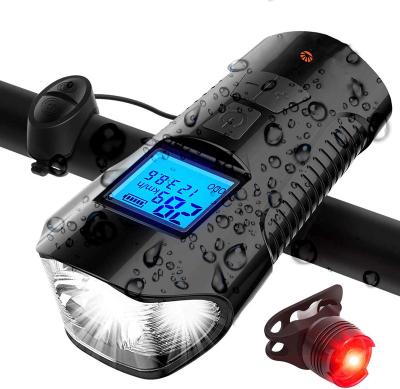 China Multi Funtion Bicycle Stopwatch LED Light Waterproof USB Rechargeable Bicycle Computer LCD Loud Bell And Tail Light for sale