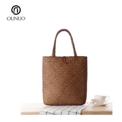 China 2020 fashion online shopping natural straw tote bag printing bamboo brown wholesale manufacturer in china for sale