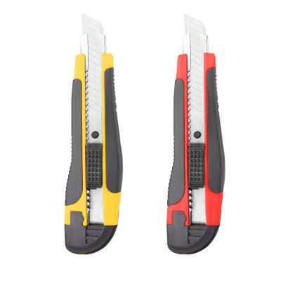 China Quick-Change Factory Sale Multi Purpose  Safety 18mm Blade Self Lock Retractable Utility Knife Box Cutter for sale