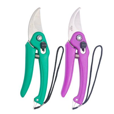 China Anti-Slip Grip Professional garden hand pruning shears tool curved  bypass  spring fruit tree pruning shears scissors for sale