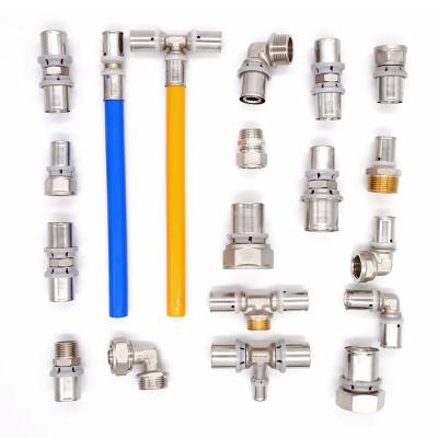 China Brass Pex Pipe Fittings Press Fittings Nickel Plated For Pex-Al-Pex Pipe Equal for sale