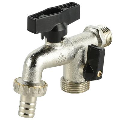 China Water 1/2 3/4 Inch Butterfly Handle Brass Washers Tap Ball Valve Bib Cock Two Outlets for sale