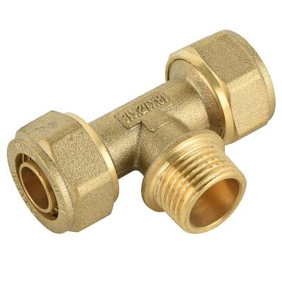 China Pex Pipe Fittings Pipe Fittings Brass O Ring Connector Copper Tee Male Compression Equal for sale