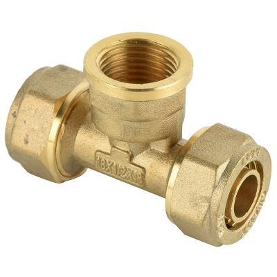 China Pex Pipe Fittings O Ring Brass Connector Copper Tee Female Compression Equal for sale