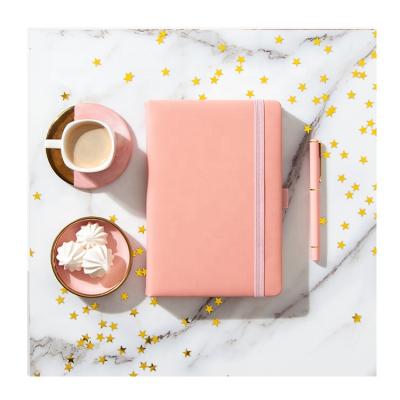 China Daily Planner Girls Hardcover A5 Stationary Journal Notebooks Embossed Logo Pu Leather Faux Leather Diary Set Gift Notebook 2022 for sale