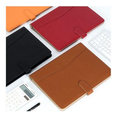 China Custom business PU folder notebook loose leaf ringbinder leather folder case planner folders with pocket and card holders for sale