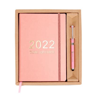 China Wholesale Eco 2022 Hardcover Diary Boxes Gift Hard Cover Girls Journals PU Leather Notebook A5 365 Day Personalized Diaries With Pen for sale