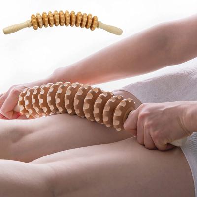 China Back Massager Wooden Roller Hard Material Curved Body Massager Wooden Device for sale