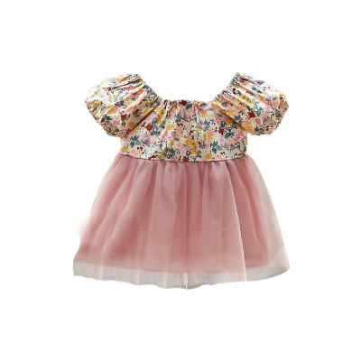 China high quality Anti-wrinkle flower casual small and medium shoulder ruffle summer floral babies dress designs for sale