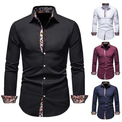 China Anti-pilling 2022 New Fashion Floral Print Single Breasted Print Slim Fit Long Sleeve Casual Shirts For Men for sale