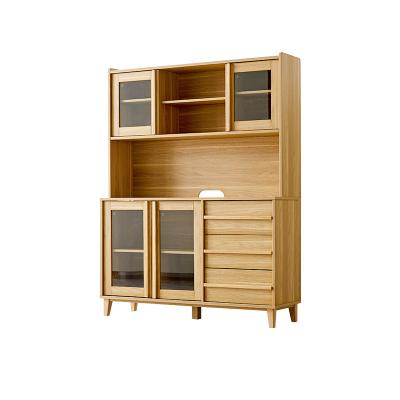 China Modern Nordic Simple Solid Wood Multifunctional Built-in High Sideboards Wall Cabinet Living Room Wine Cabinet for sale