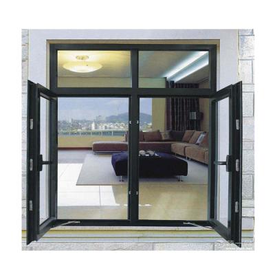 China High End Integrated Aluminum Stained Glass And Window Aluminum Broken Bridge Magnetic Screen Frame Double Doors Effect Security Window Grill for sale