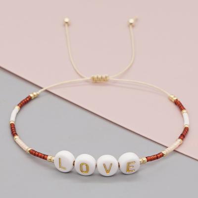 China FASHIONABLE Daily Thank You Bracelet Miyuki Ancient Rice Beads Woven Love Color Simple Couple Gradient Handmade Bracelet for sale