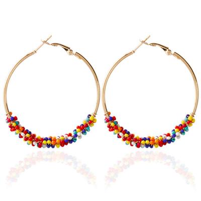 China BOHEMIA Thanks Women's Daily Gold Seed Bead Circle Bohemian Earrings for sale