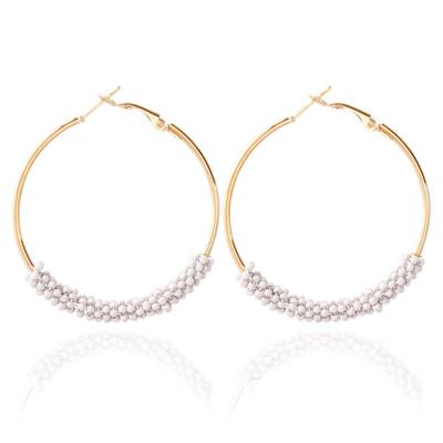 China BOHEMIA thanks expo daily wholesale jewelry handmade charm earrings women seed pearl big circle earrings for sale