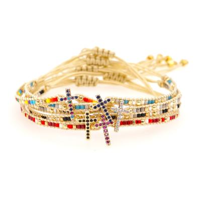 China CLASSIC Thanks Everyday Fashion Christian Cross Bracelet Boho Miyuki Beaded Girlfriend Jewelry Beading Handmade Jewelry Loom Bracelets for sale