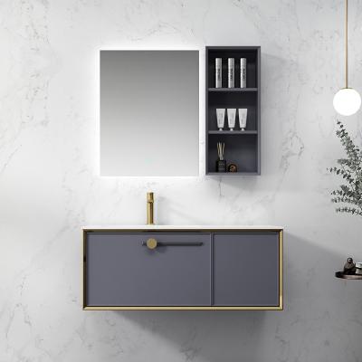 China Modern European Style Washroom Vanity Plywood Bathroom Mirror Cabinet With Light for sale