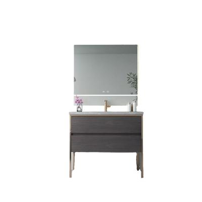 China Countertop With Basin SHKL 40 Inch Bathroom Vanity With Gray Marble Top Luxury Traditional Sink Basin Color Combo On Sale for sale