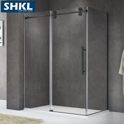 China Hardware Constructed of Durable Aluminum 48 Inch Frameless Sliding Hotel Shower Spares 2 Sided Compact Indoor Shower Enclosure 1200mm 10mm Glass Shower Door for sale