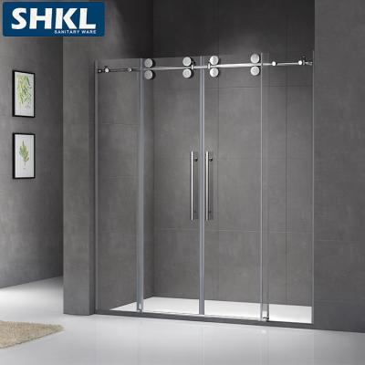 China Hardware Constructed With Durable Aluminum 55 Inch Frameless Seamless Glass Double Screen 1400mm Sliding Shower Door Enclosures 10mm Bathroom for sale