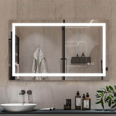 China SHKL LED Illuminated Bathroom Vanity Mirror With Light Wall Mounted Smart Rectangle Espejo For Bath Hotel Home ETL for sale