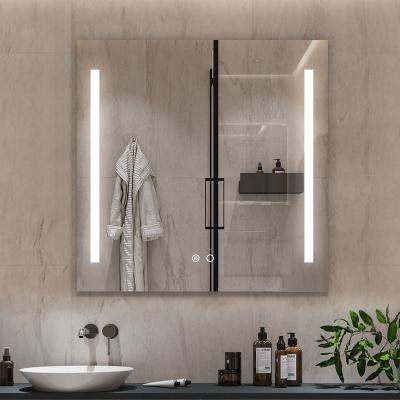 China 36 Inch Touch Screen Rectangle Frameless Electric Bathroom Magnifying Backlit Mirror for sale