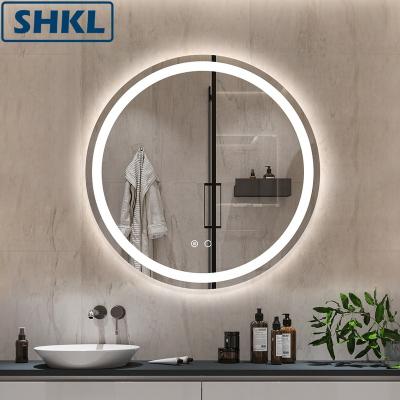 China Magnifying SHKL Led Bathroom Mirror Fogless Shower Round 30 Inch Bathroom Mirror Light With LED for sale