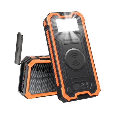 China OEM Waterproof Warm Waterproof 10W Solar Wireless Charger Portable Power Bank Palladium 20000 mah Fast Charging for Mountain Lighting for sale