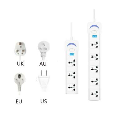 China UK/US/EU/Au Plug Factory Direct Selling Power Strip With EU/US/UK Plug Extension Portable Socket Outlet With 3/5 Foot Power Strip with switches for sale