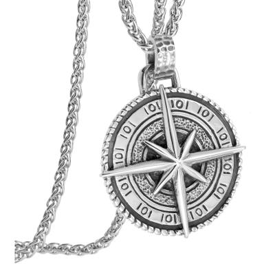 China Other Stainless Steel Eight-pointed Necklace Fashion Men's Versatile Star Compass Pendant for sale