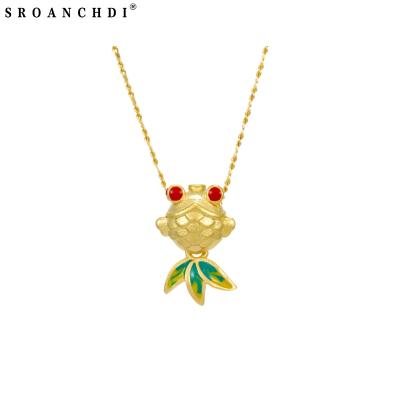 China Sroanchdi Cute Gold Fish Necklace for Koi Fish Pendant Necklace Jewelry pendant women gold pendant women jewelry for sale