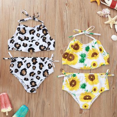 China Summer Breathable Sun Flower Sun Babies Kids Toddler Little Girls Swimwear Swimwear Bikini Suit Beach Wear Backless Clothes for sale