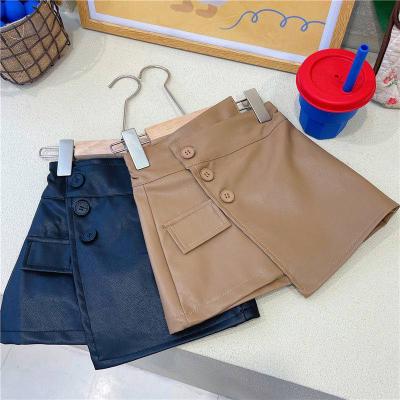 China QUICK DRY children's leather girls' skirts for girls fall/winter dress girls' young PU short leather skirt in the short dress for sale