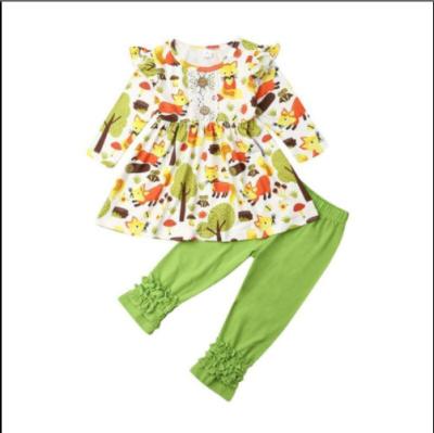 China New Fall Cartoon Fox Christmas Dress Bell Bottoms Girl's Formal Two-Piece Suit for sale