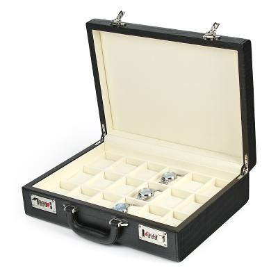 China Luxury Custom Leather Jewelry Package Watch Box 18 Slot Travel Storage Jewelry Case Packaging Box for sale