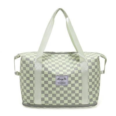 China Expandable Fitness Logo Weekend Trip Duffel Women Custom Made Tote Travel Bag Gym Jacquard Checkerboard Waterproof High Quality Sniper for sale