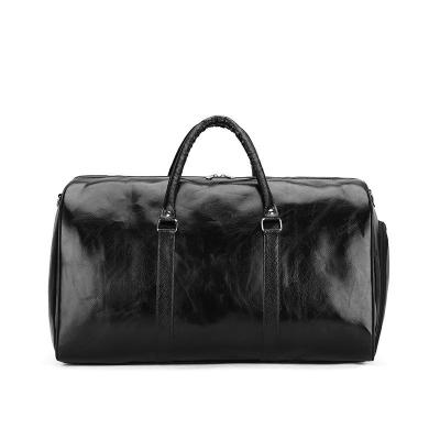 China High Quality Waterproof Black Travel PU Leather Travel Bags Duffel Bag Fashion Woman Weekender Sniper Bag for sale