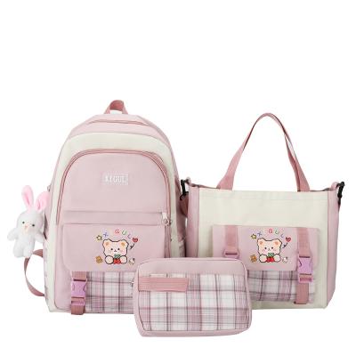 China Anti-theft Sniper 3 To 1 Lovely Large Capacity Waterproof Female School Bags Kawaii Multifunctional Backpack Set For Girls for sale